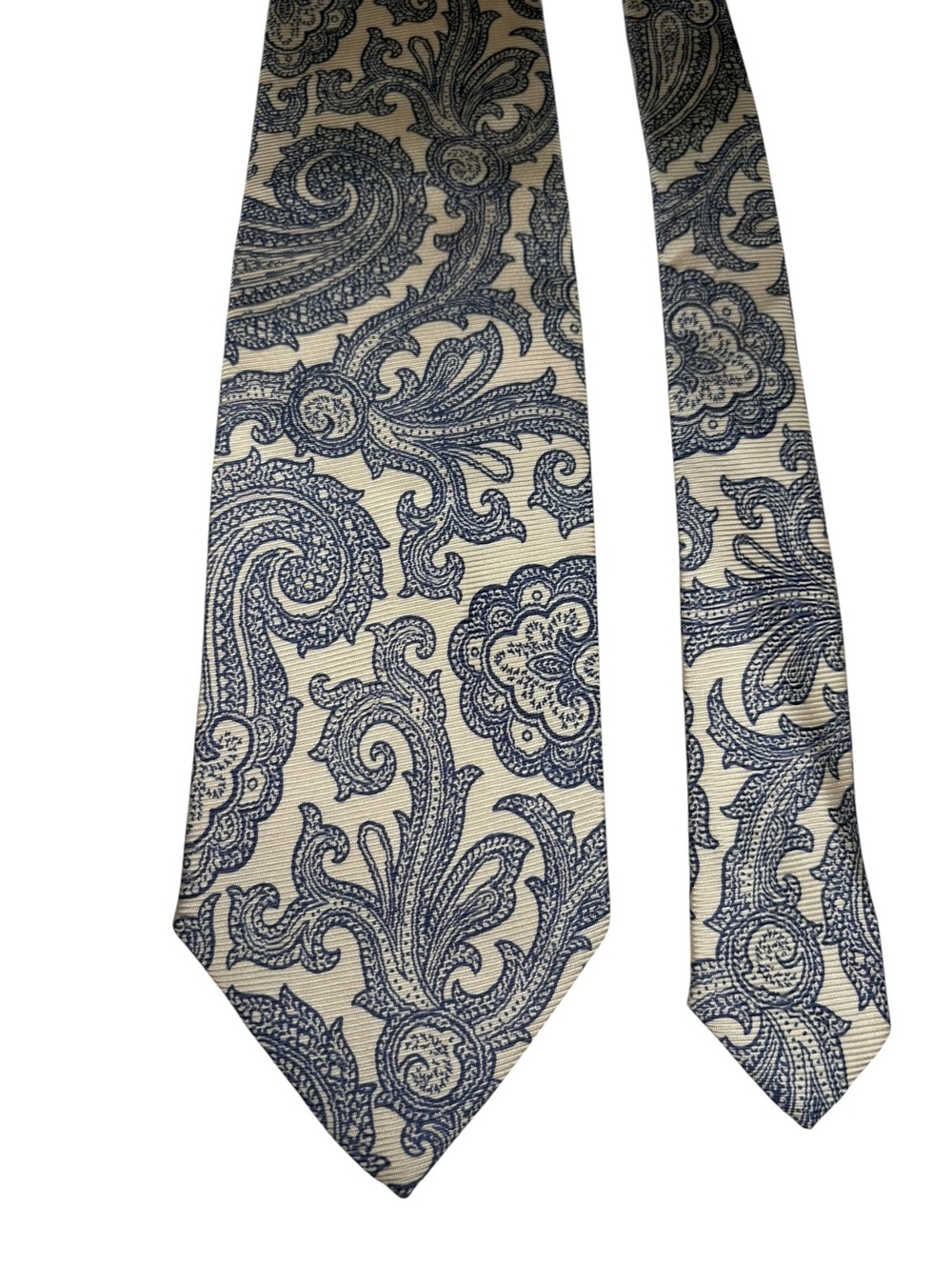 Polo Ralph Lauren Silk Cream Navy Paisley Men's Designer Tie